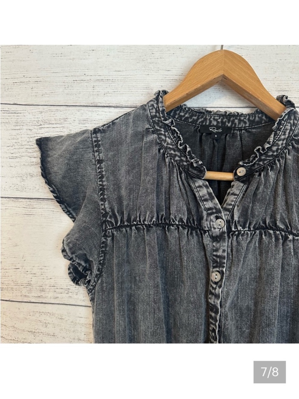 Rails Washed Black Ruffled Mini Dress - Picture 7 of 8